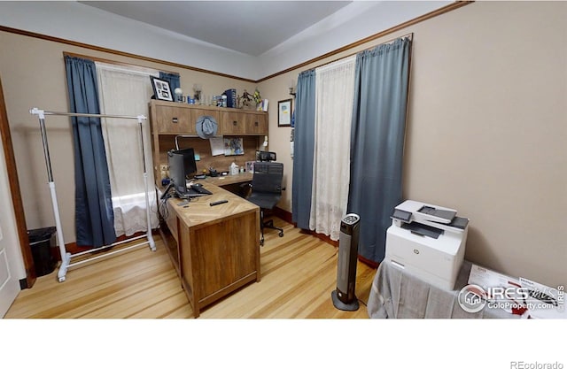 office featuring light wood-style flooring