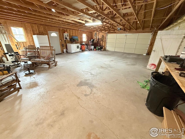 garage with a garage door opener