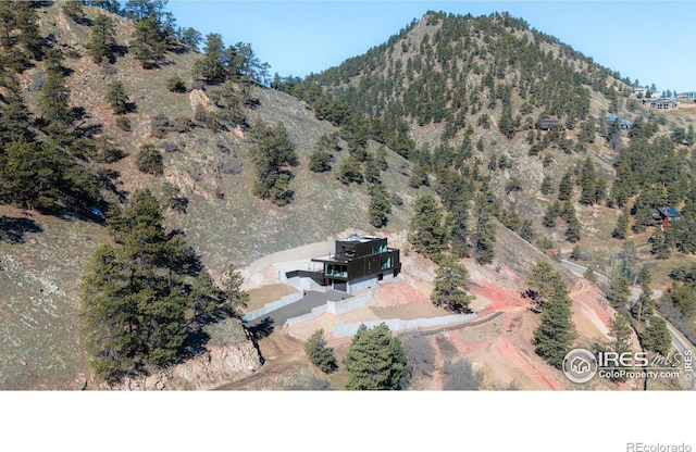 aerial view with a mountain view