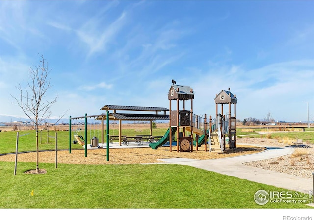 community playground with a lawn