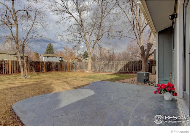 view of patio / terrace featuring a fenced backyard and cooling unit