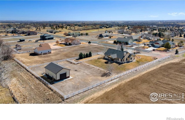 aerial view with a rural view