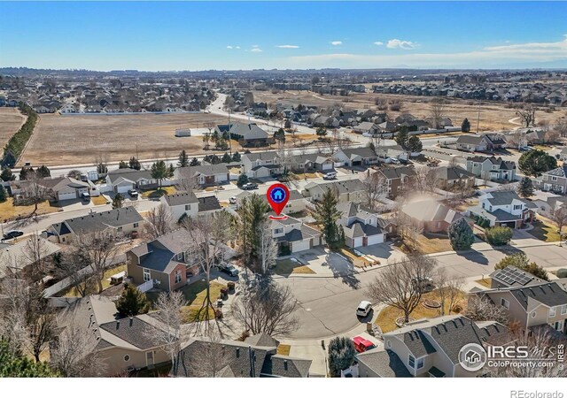 aerial view featuring a residential view