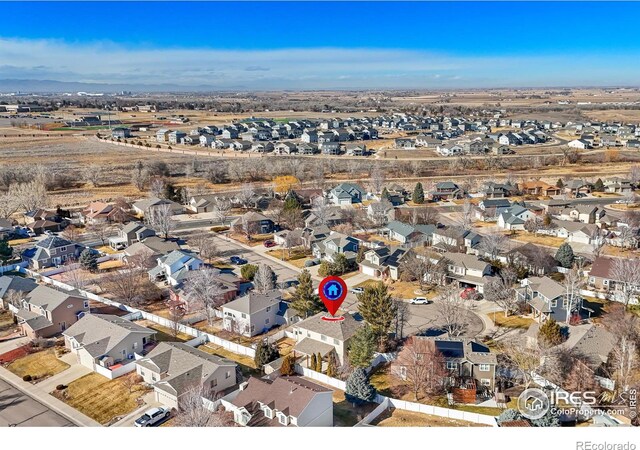 aerial view with a residential view