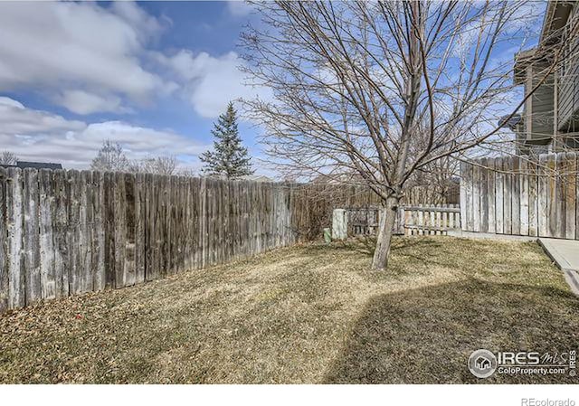 view of yard featuring a fenced backyard