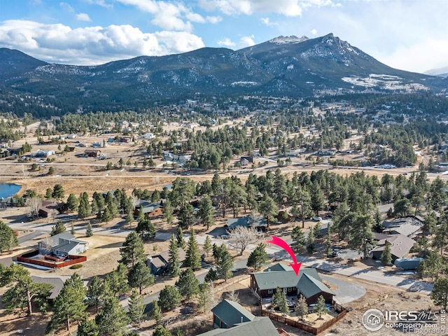 drone / aerial view with a mountain view