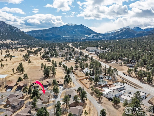 aerial view with a residential view and a mountain view