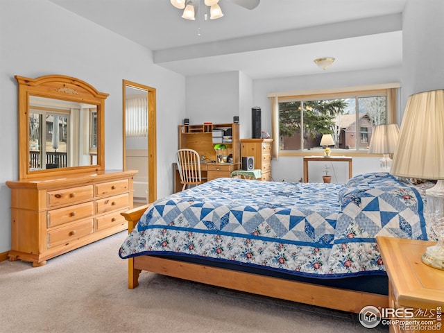 bedroom with carpet floors and ceiling fan