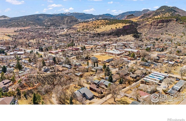 aerial view with a residential view and a mountain view