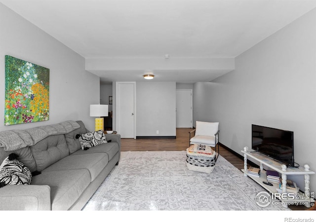 living room with wood finished floors