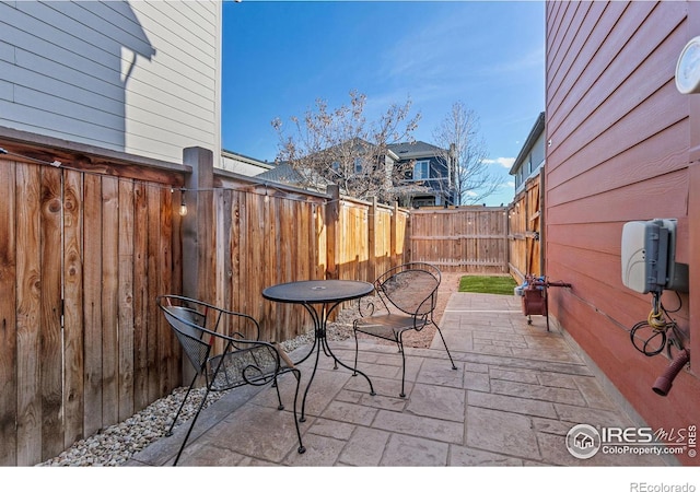 view of patio featuring a fenced backyard