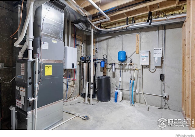 utility room with heating unit