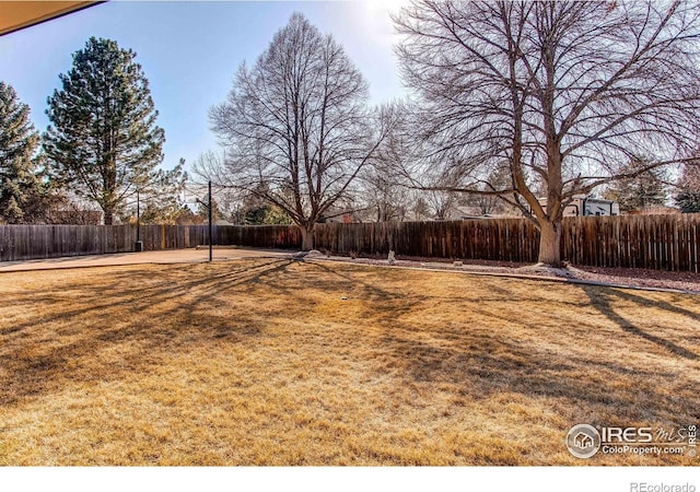 view of yard featuring a fenced backyard