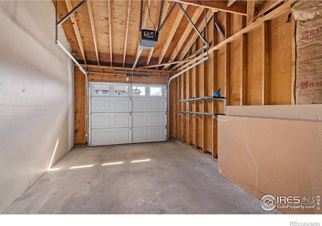 garage with a garage door opener