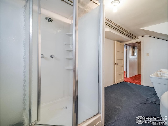 full bathroom featuring a shower stall