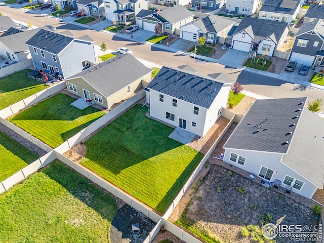 aerial view with a residential view