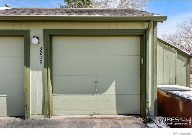 view of garage