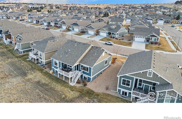 aerial view with a residential view