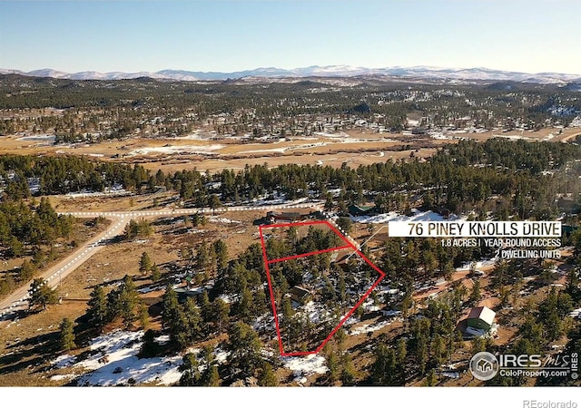 bird's eye view with a mountain view