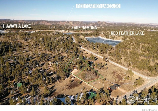 birds eye view of property with a mountain view