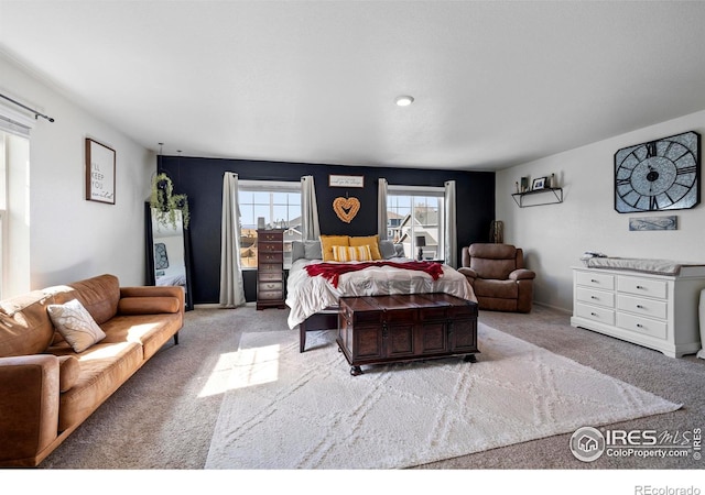 bedroom featuring carpet flooring