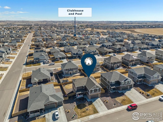 bird's eye view with a residential view