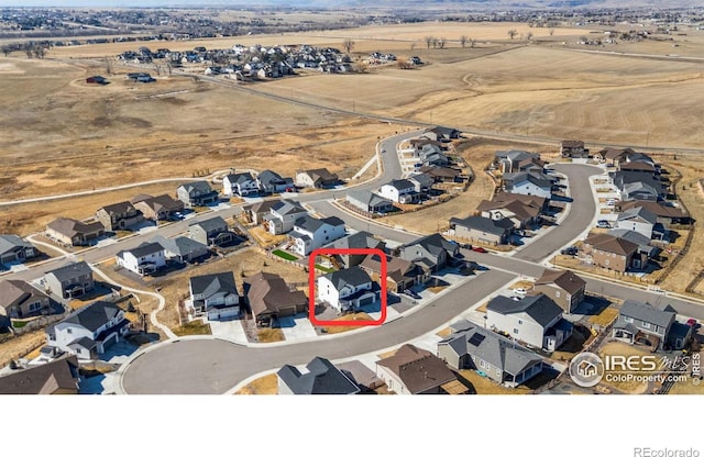 bird's eye view with a residential view