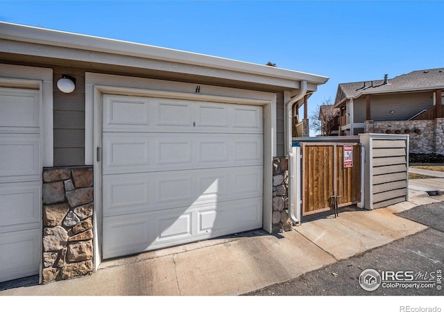 garage with a gate