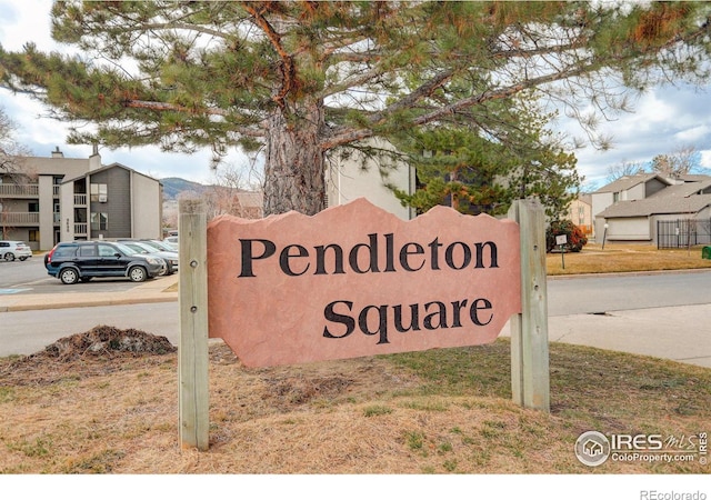 view of community sign