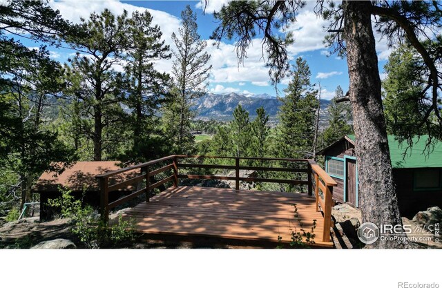 deck with a mountain view