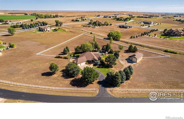 bird's eye view with a rural view