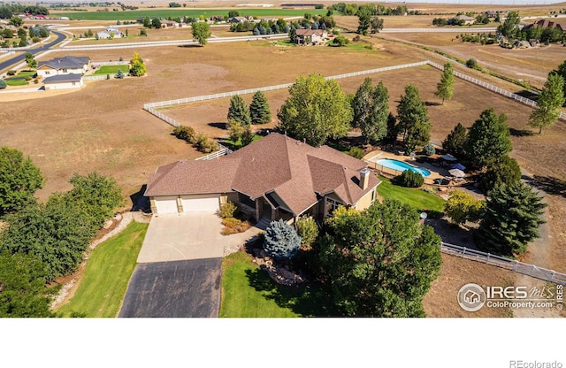 bird's eye view featuring a rural view