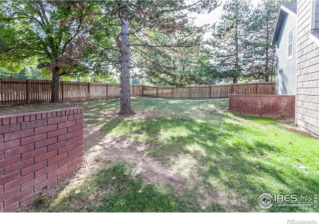 view of yard featuring a fenced backyard