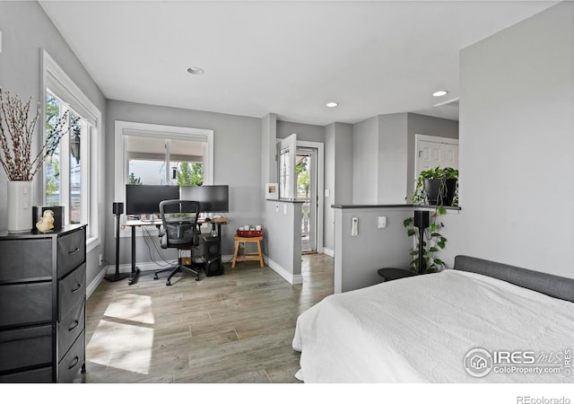 36340 County Road 49, Eaton, CO 80615 - bedroom featuring light wood-style flooring, recessed lighting, and a desk