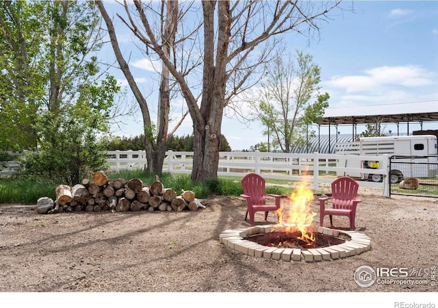 36340 County Road 49, Eaton, CO 80615 - view of yard with an outdoor fire pit