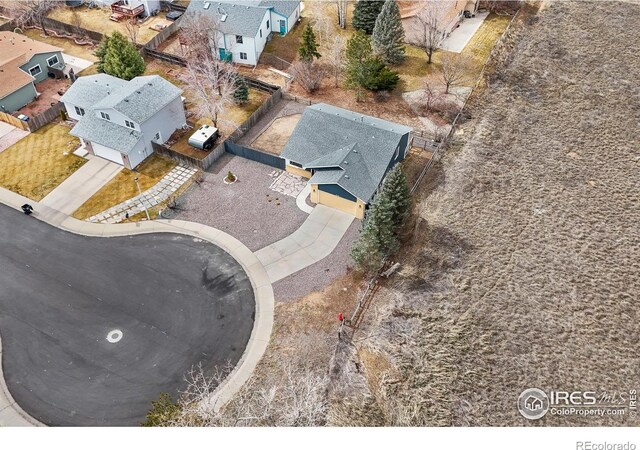 bird's eye view with a residential view