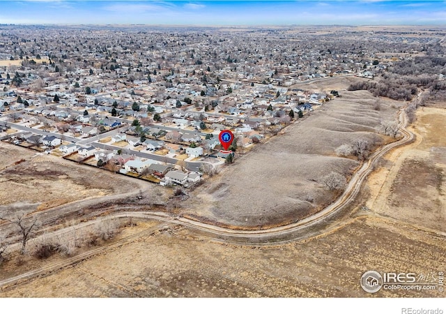 aerial view with a residential view