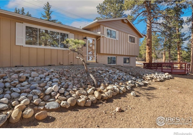 exterior space with board and batten siding