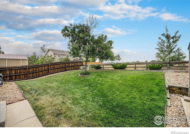 view of yard featuring a fenced backyard