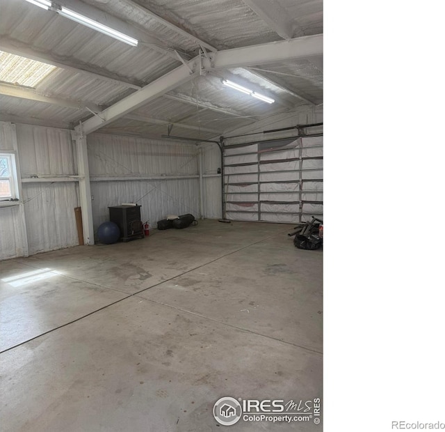 garage featuring metal wall