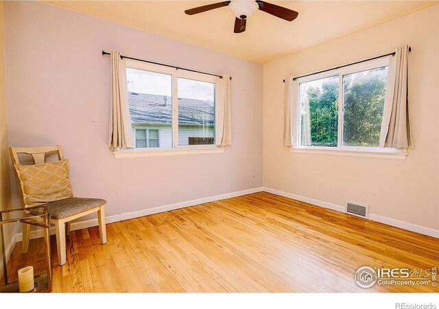 410 Cottonwood Ave, Eaton, CO 80615 - empty room with light wood-type flooring, baseboards, and a ceiling fan