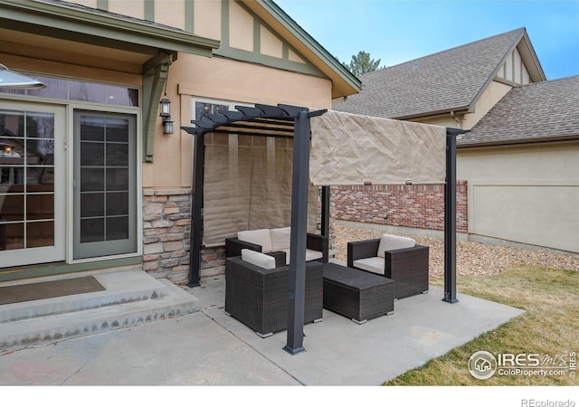 view of patio featuring an outdoor living space