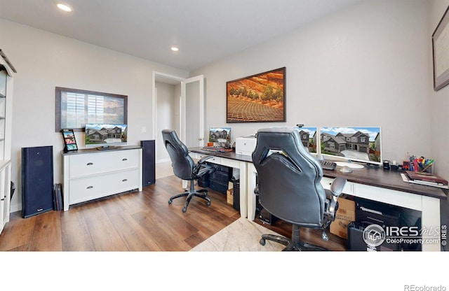 890 Meadowlark Dr, Erie, CO 80516 - home office featuring recessed lighting and wood finished floors