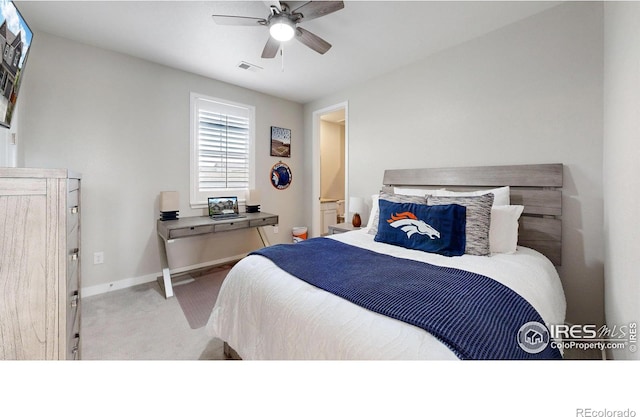 890 Meadowlark Dr, Erie, CO 80516 - carpeted bedroom with visible vents, a ceiling fan, and baseboards