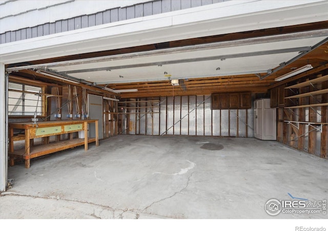 garage with a garage door opener