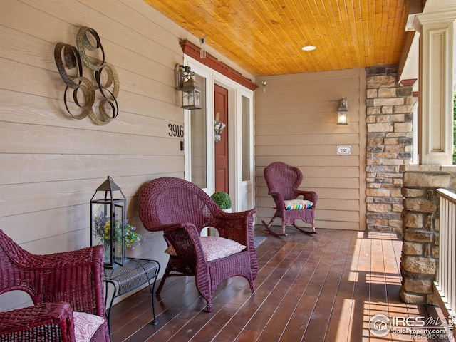 deck featuring a porch