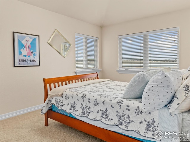 bedroom with baseboards and carpet floors