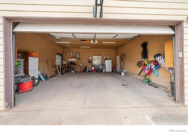 garage with fridge