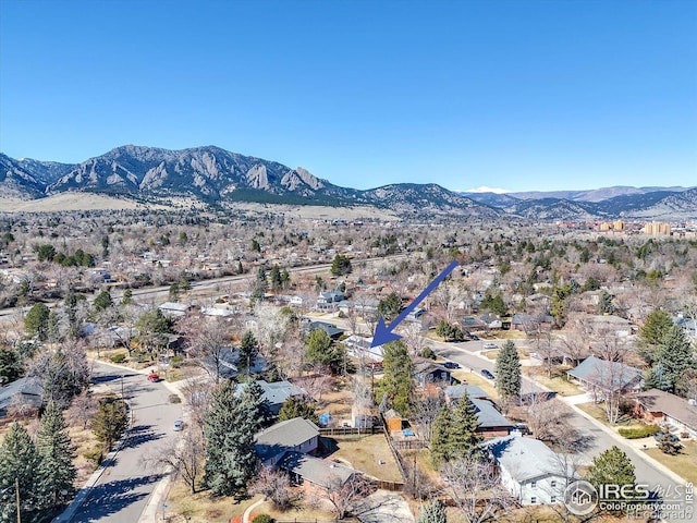 aerial view with a mountain view