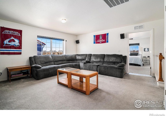 3937 Kenwood Cir, Johnstown, CO 80534 - living area with visible vents and carpet flooring